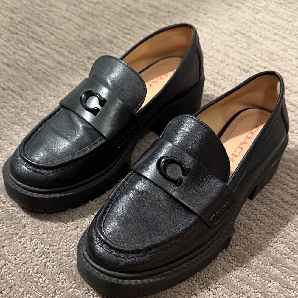 Coach Leah Classic Black Slip-On Loafers